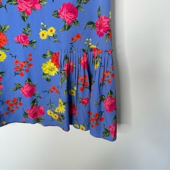 Ann Taylor Shift Dress Blue Floral Flounce Size 2 - Picture 6 of 12